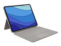 Logitech Combo Touch - Näppäimistö- ja kalvokotelo - sekä kosketuslevy - taustavalaistu - Apple Smart connector - QWERTY - Iso-Britannia - hiekka malleihin Apple 12.9-inch iPad Pro (5th generation) 920-010222